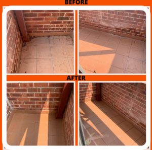 brick basement builder cleaning - before and after